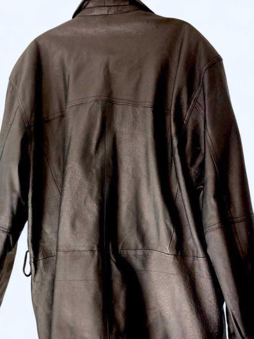 Wilson’s Men's Black Leather Long Coat S